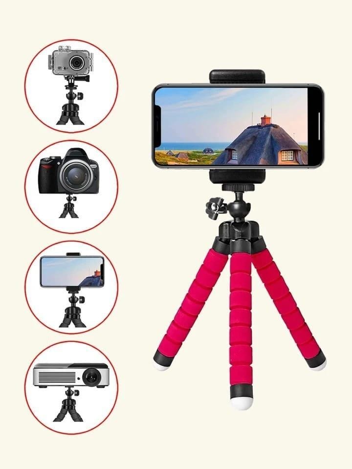 Flexible Mini Tripod & Phone Holder Clip Stand