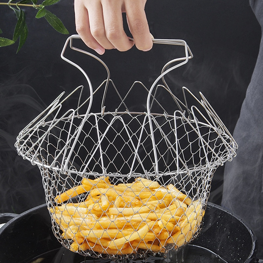 M.E.® Multipurpose Foldable Stainless Steel Fry Basket