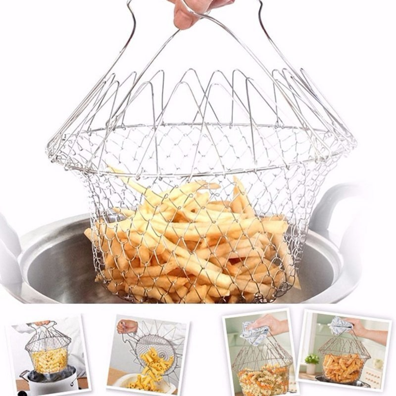 M.E.® Multipurpose Foldable Stainless Steel Fry Basket