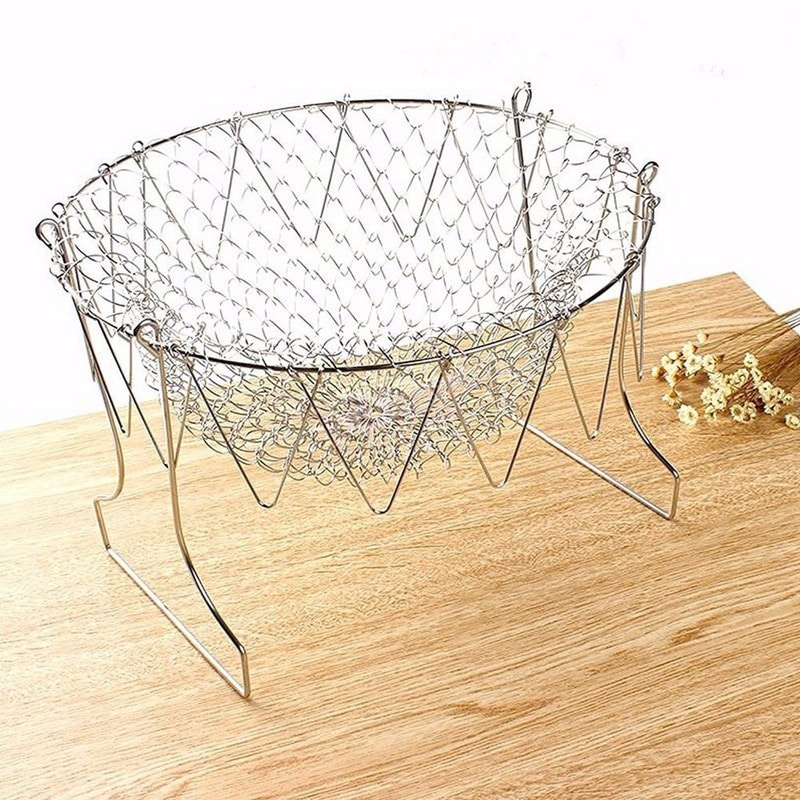 M.E.® Multipurpose Foldable Stainless Steel Fry Basket